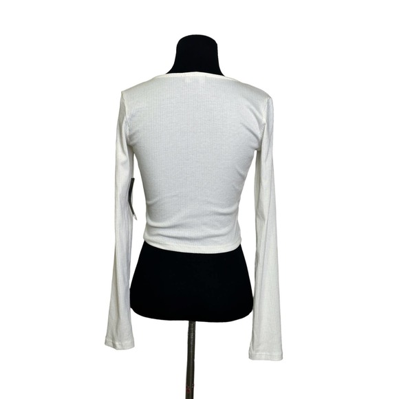 Lulus creamy white long sleeves ribbed crop top size XS - Picture 3 of 10
